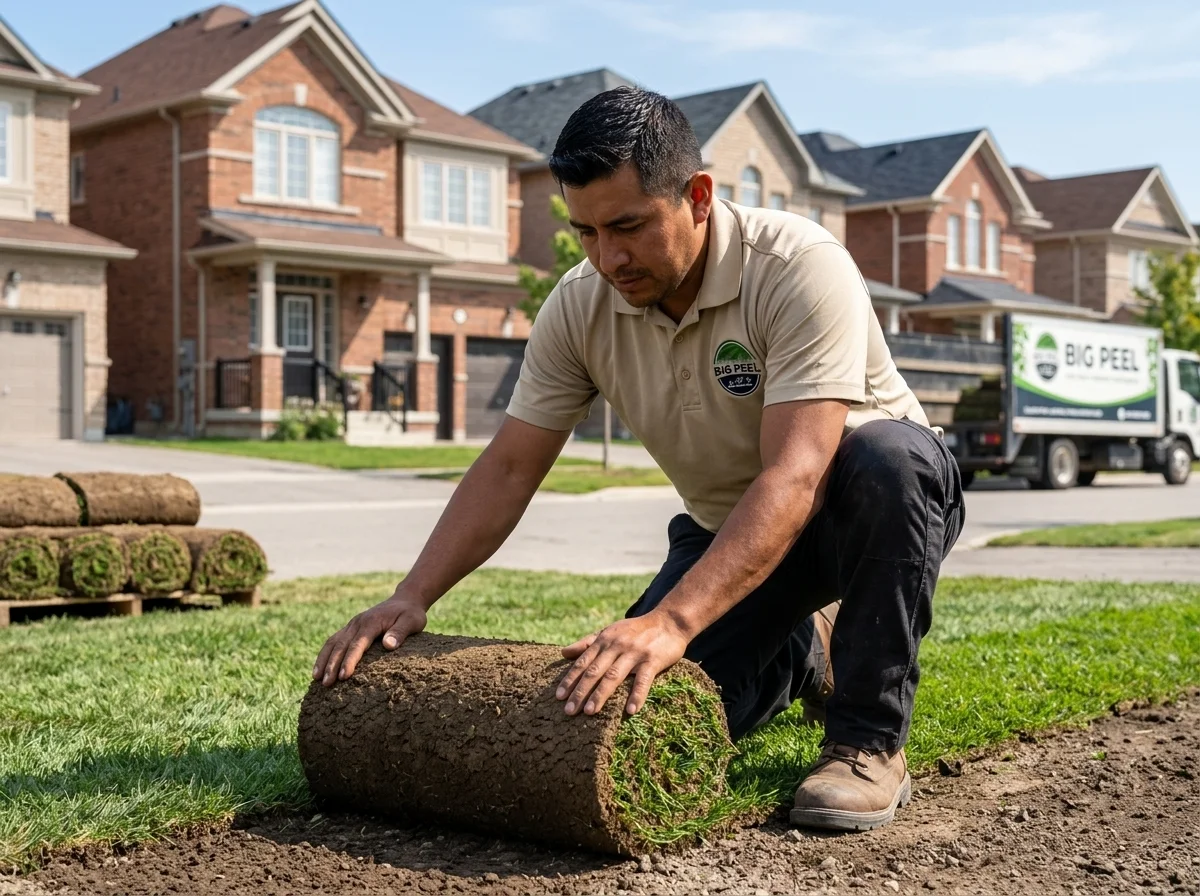 New sod installation in Brampton